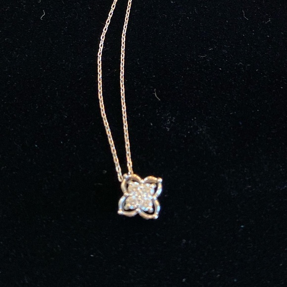 Vintage 950 Platinum natural Diamond Alhambra clover quatrefoil pendant & chain - Picture 4 of 11